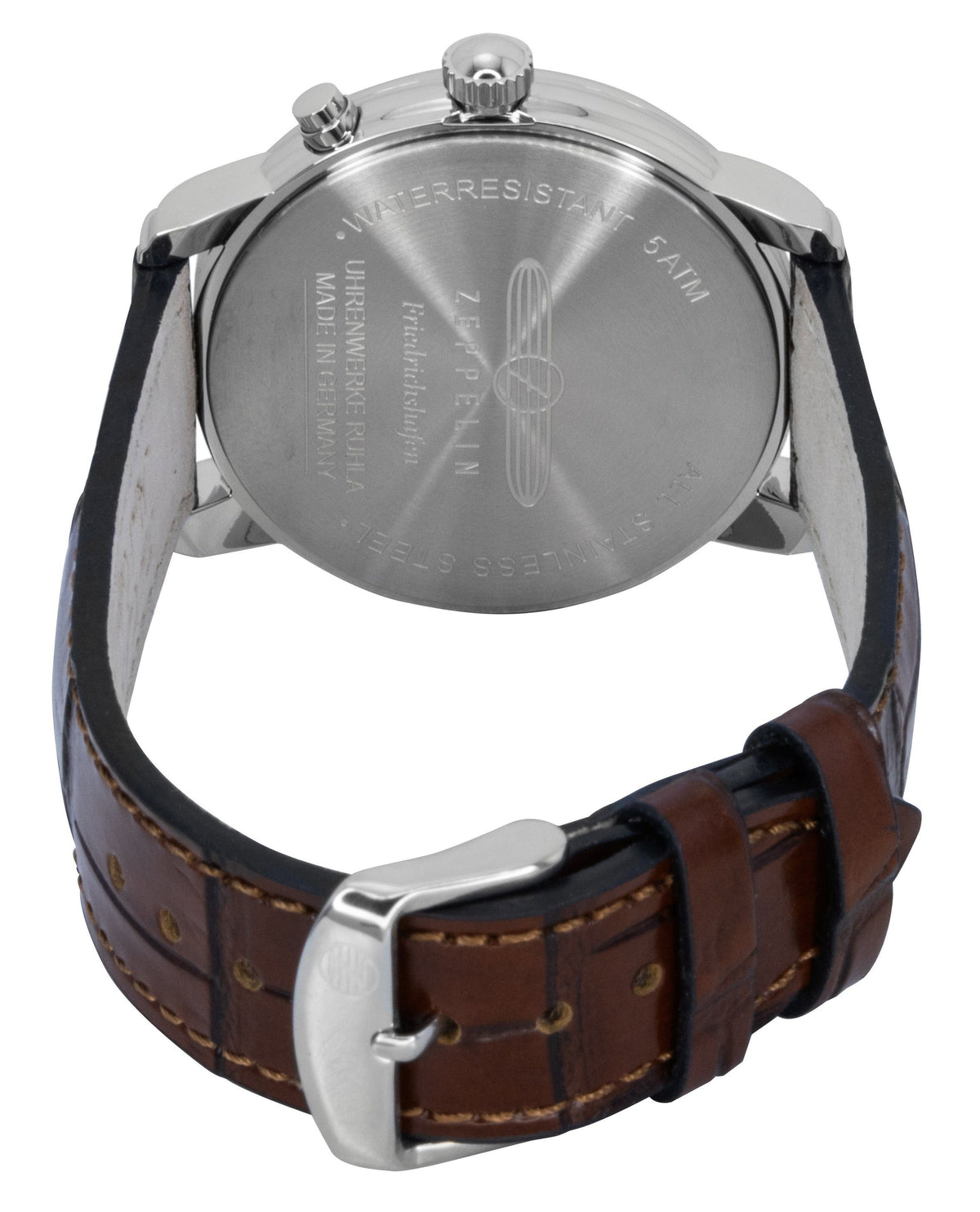 Zeppelin Friedrichshafen Brown Leather Strap White Dial Quartz 85361 Men's Watch