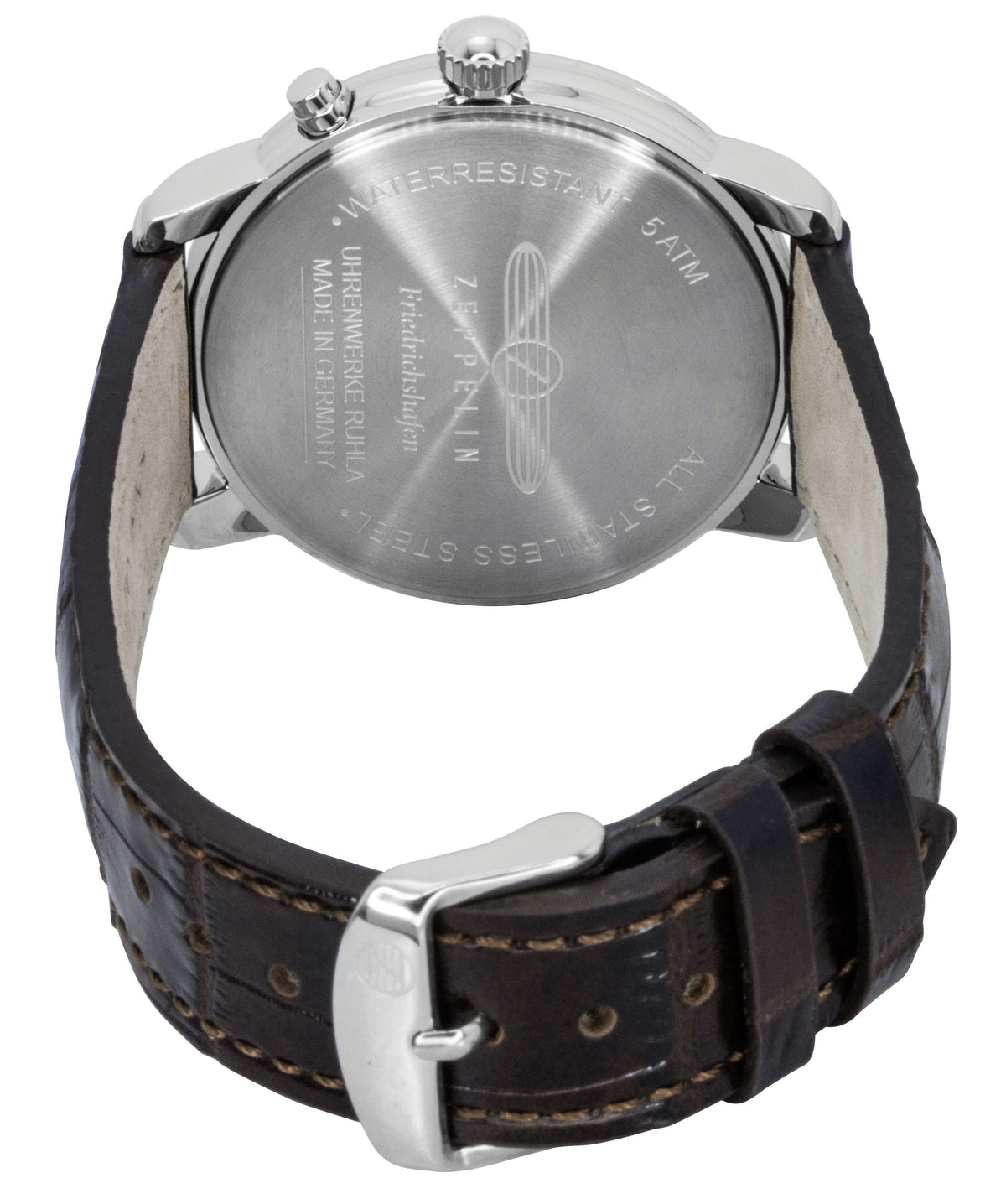 Zeppelin Friedrichshafen Brown Leather Strap Gold Dial Quartz 85365 Men's Watch