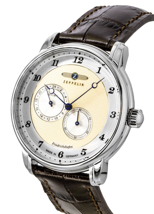 Zeppelin Friedrichshafen Leather Strap Champagne Dial Automatic 85685 Men's Watch