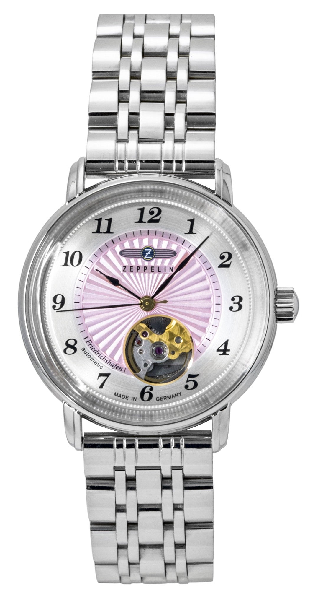 Zeppelin Friedrichshafen Stainless Steel Pink Dial Automatic 8569M5 Women's Watch