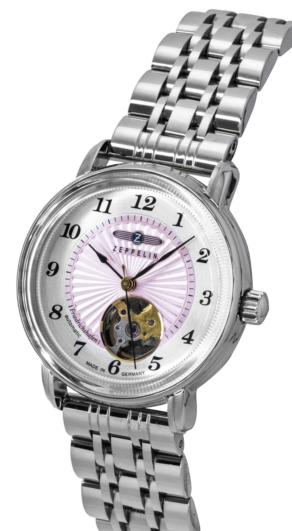Zeppelin Friedrichshafen Stainless Steel Pink Dial Automatic 8569M5 Women's Watch