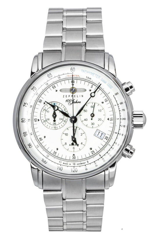 Zeppelin 100 Jahre Chronograph Stainless Steel Beige Dial Quartz 8680MB3 Men's Watch