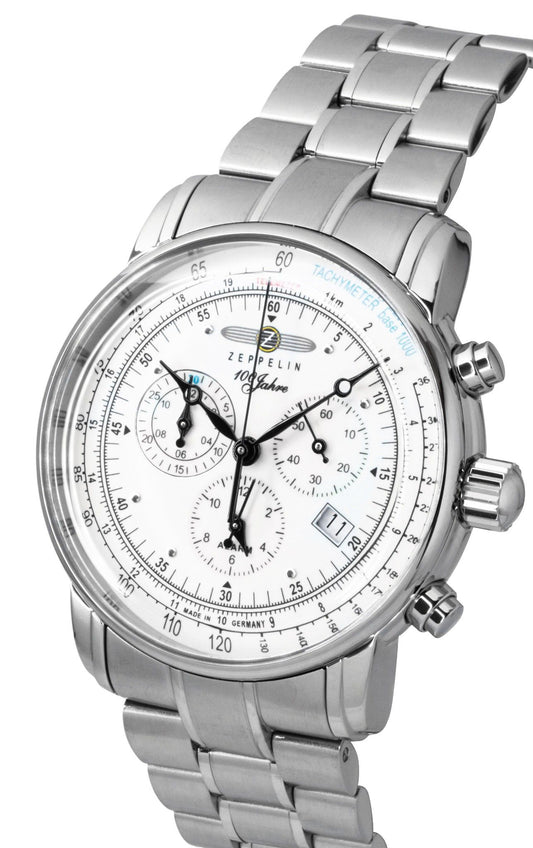 Zeppelin 100 Jahre Chronograph Stainless Steel Beige Dial Quartz 8680MB3 Men's Watch