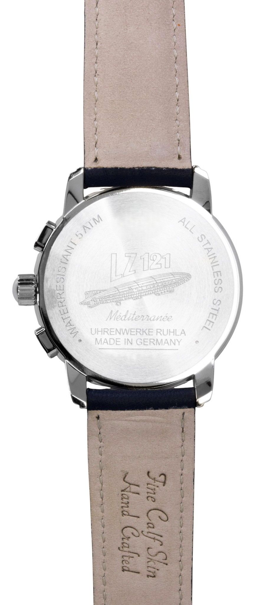 Zeppelin Mediterranee Chronograph Leather Strap Blue Dial Quartz 96703 Men's Watch