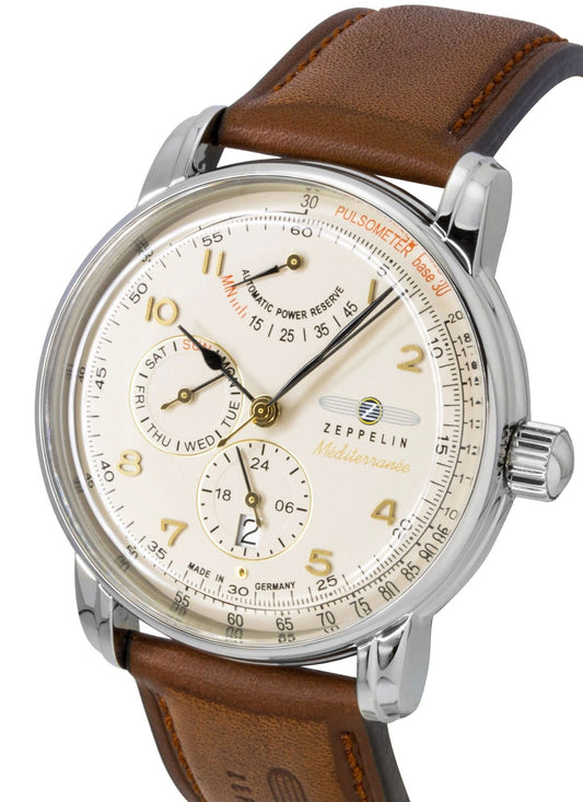 Zeppelin Mediterranee Leather Strap Champagne Dial Automatic 96905 Men's Watch