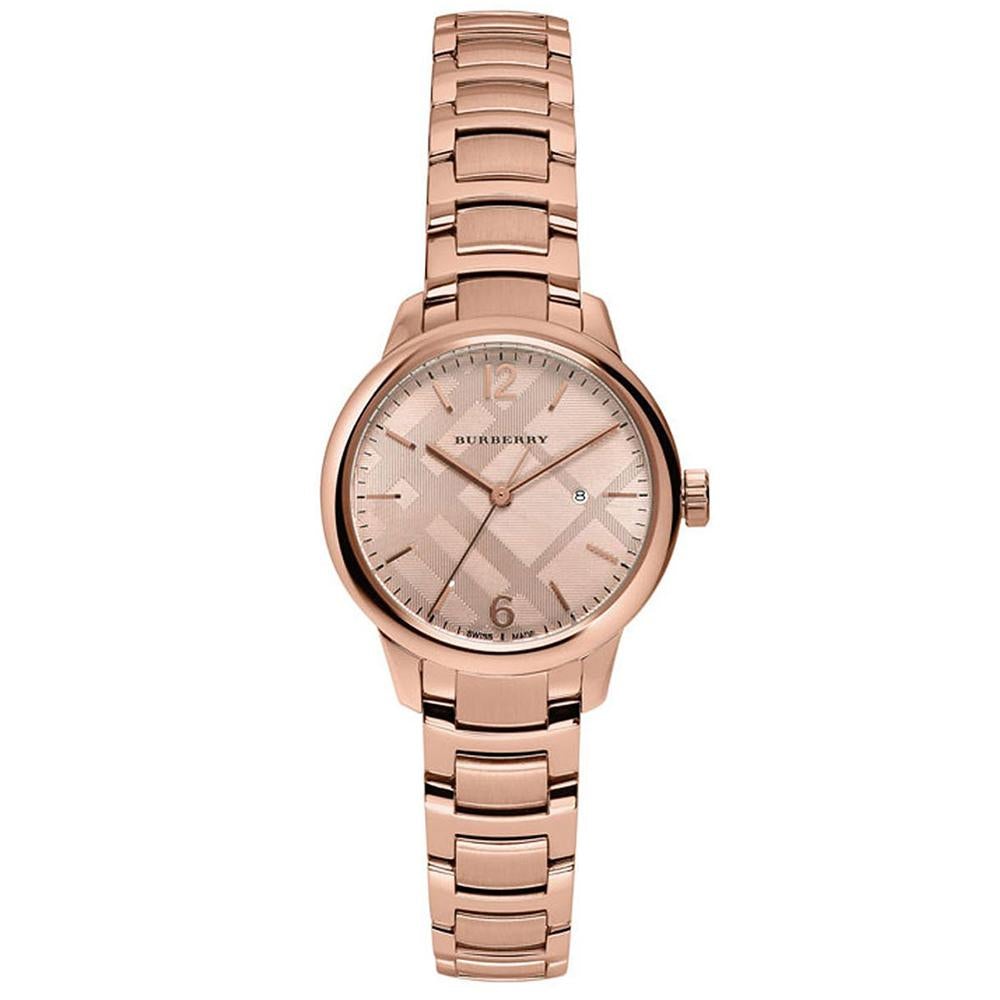Ladies Rose Gold Swiss Stainless Steel Burberry Bracelet Watch Bu10116