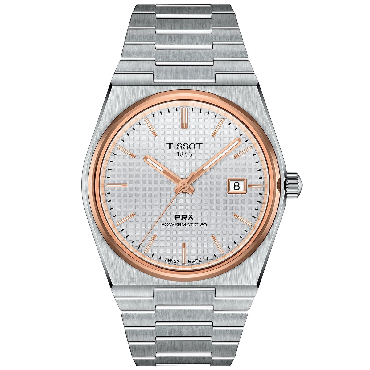 Tissot Prx Powermatic 80 Mens Silver Watch T1374072103100
