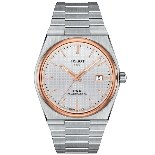 Tissot Prx Powermatic 80 Mens Silver Watch T1374072103100