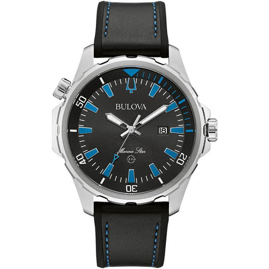 Marine Star Black Leather Watch 96b337