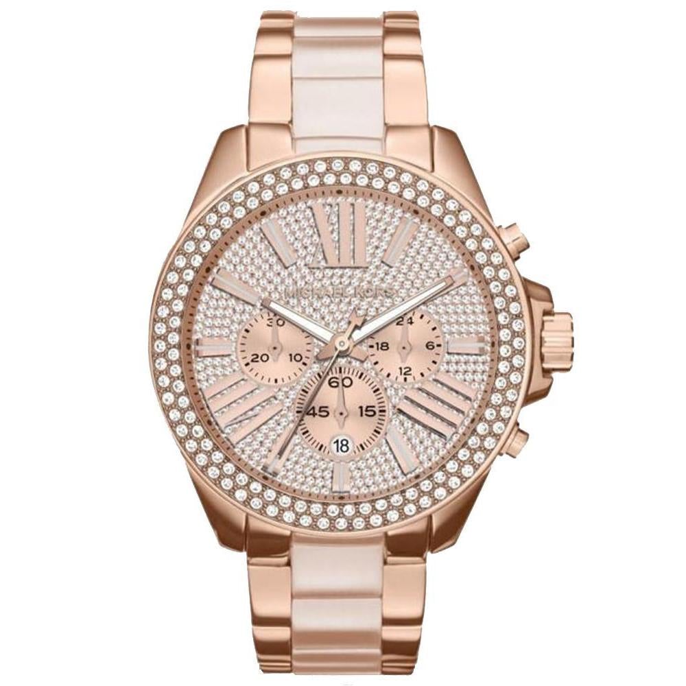 Michael Kors Mk6096 Ladies Wren Rose Gold Chronograph Watch