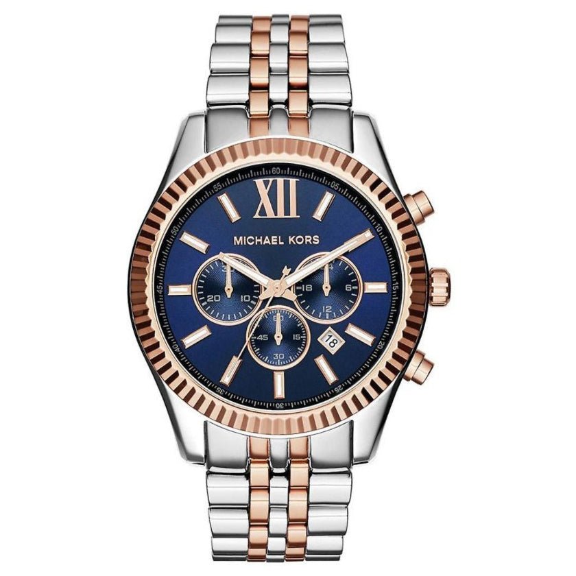 Michael Kors Mk8412 Men S Lexington Chronograph Two Tone Blue Watch