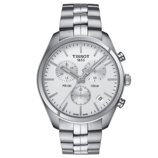 Tissot Pr 100 Chronograph Mens Silver Watch T1014171103100