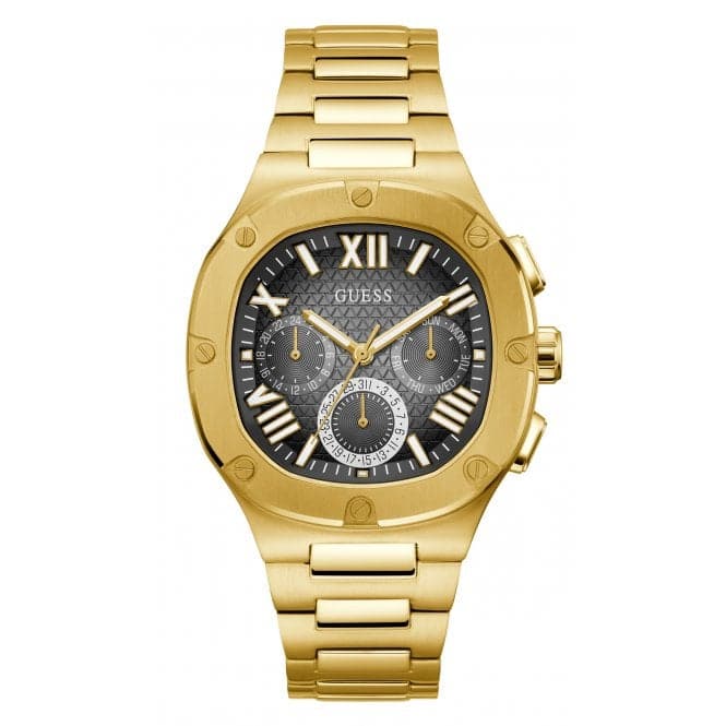 Guess Watches Gents Headline Stainless Steel Gold Watch Gw0572g2