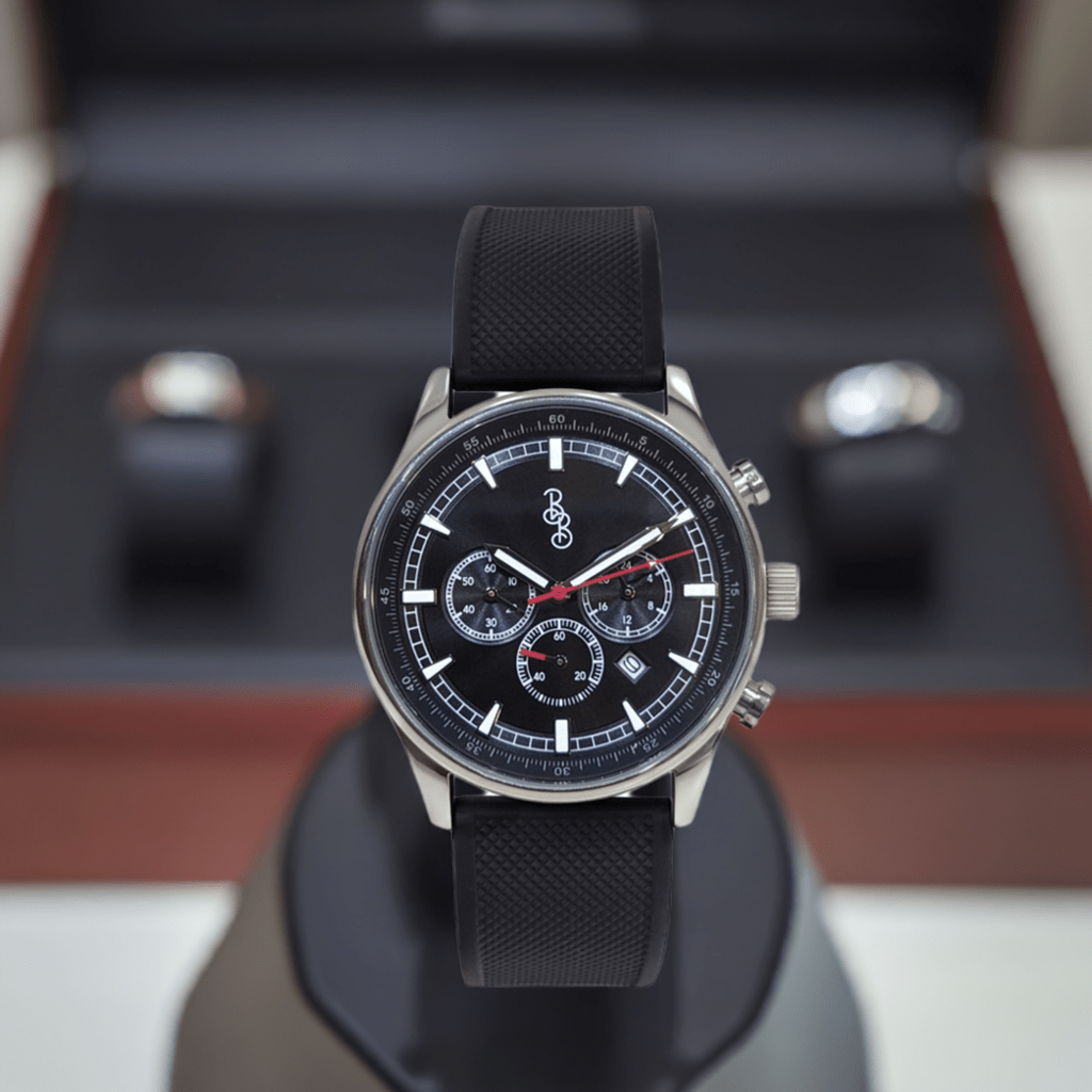 Black Sport Chronograph With Interchangeable Straps - Veloce - The App For Watch Collectors