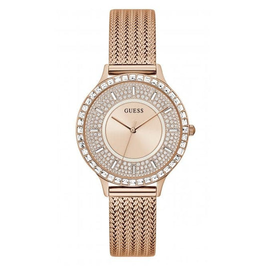 Guess Watches Ladies Soiree Stainless Steel Mesh Rose Gold Watch Gw0402l3
