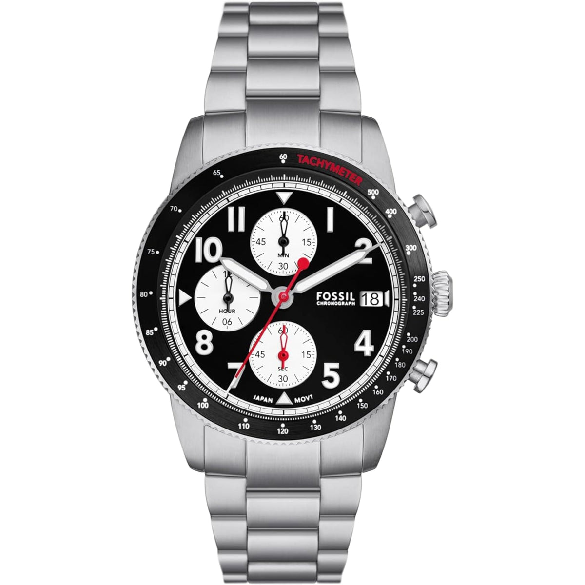 Fossil Sport Tourer Chronograph Stainless Steel Bracelet Black Dial Men S Watch Fs6045