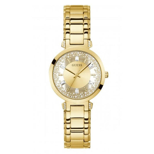 Guess Watches Ladies Crystal Clear Stainless Steel Gold Tone Watch Gw0470l2