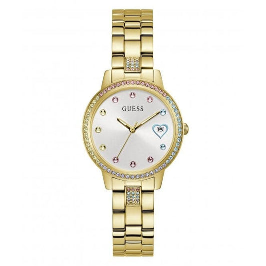 Guess Watches Ladies Three Of Hearts Gold Tone Watch Gw0657l2