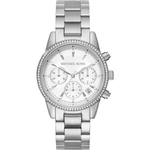 Michael Kors Ritz Ladies Silver Chronograph Watch Mk6428