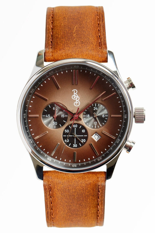 Brown Retro Chronograph Watch With Quick Release Straps - Veloce - The App For Watch Collectors