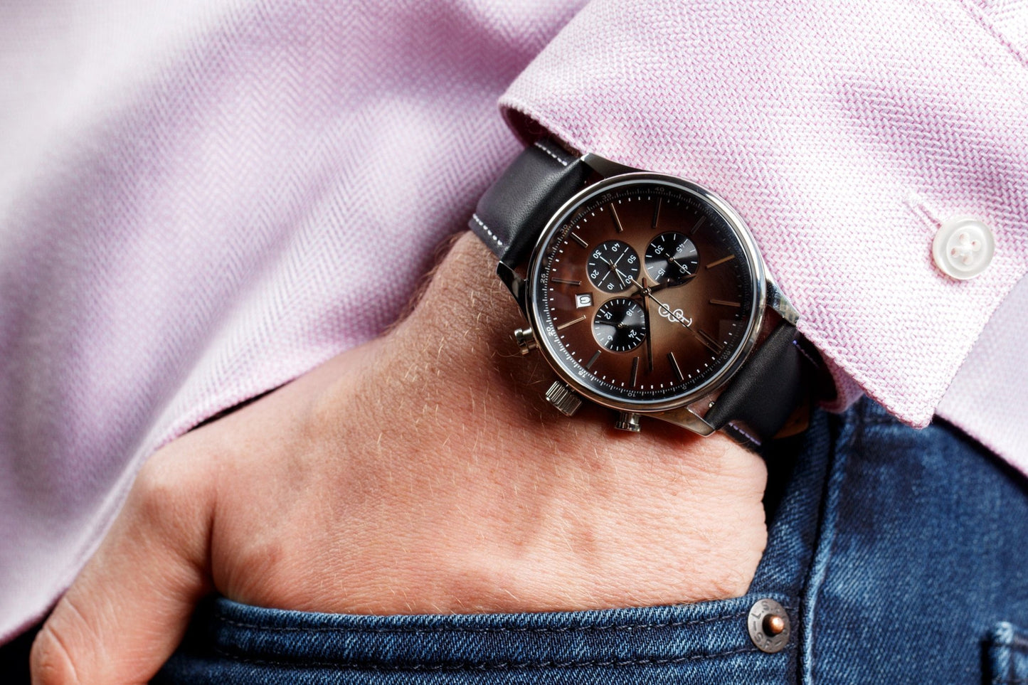 Brown Retro Chronograph Watch With Quick Release Straps - Veloce - The App For Watch Collectors
