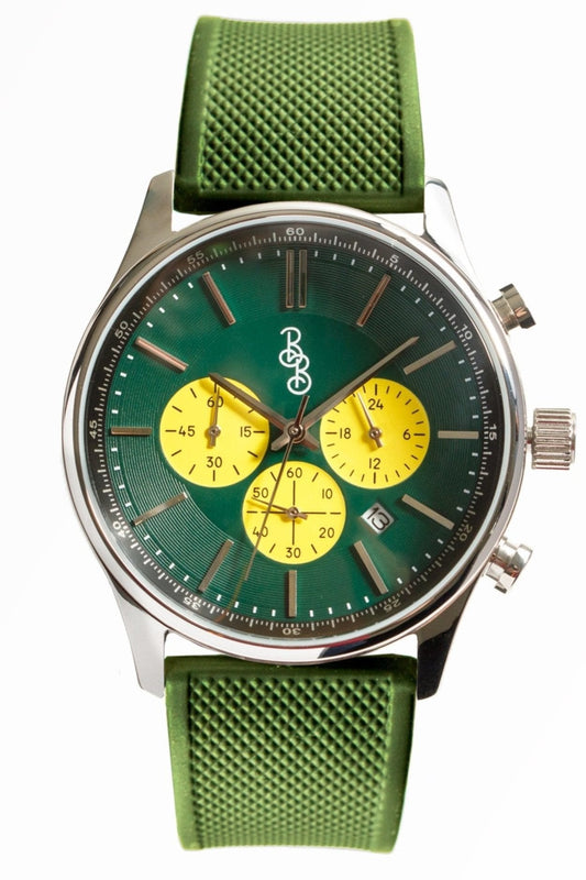 Green and Yellow Chronograph With Quick Release Straps - Veloce - The App For Watch Collectors