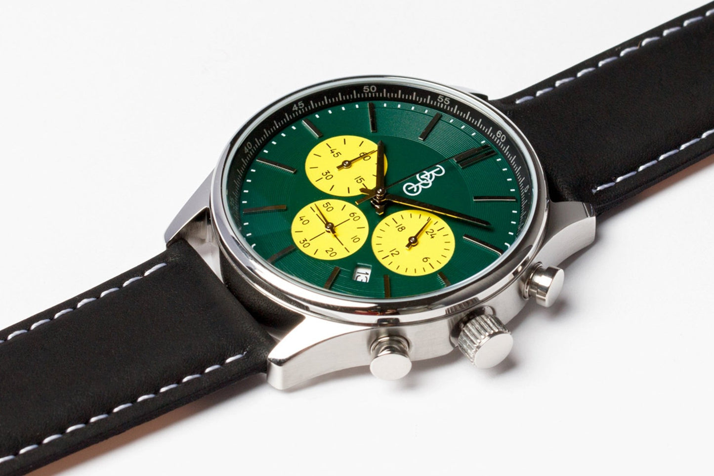Green and Yellow Chronograph With Quick Release Straps - Veloce - The App For Watch Collectors