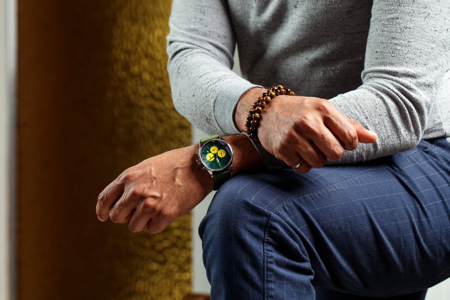 Green and Yellow Chronograph With Quick Release Straps - Veloce - The App For Watch Collectors