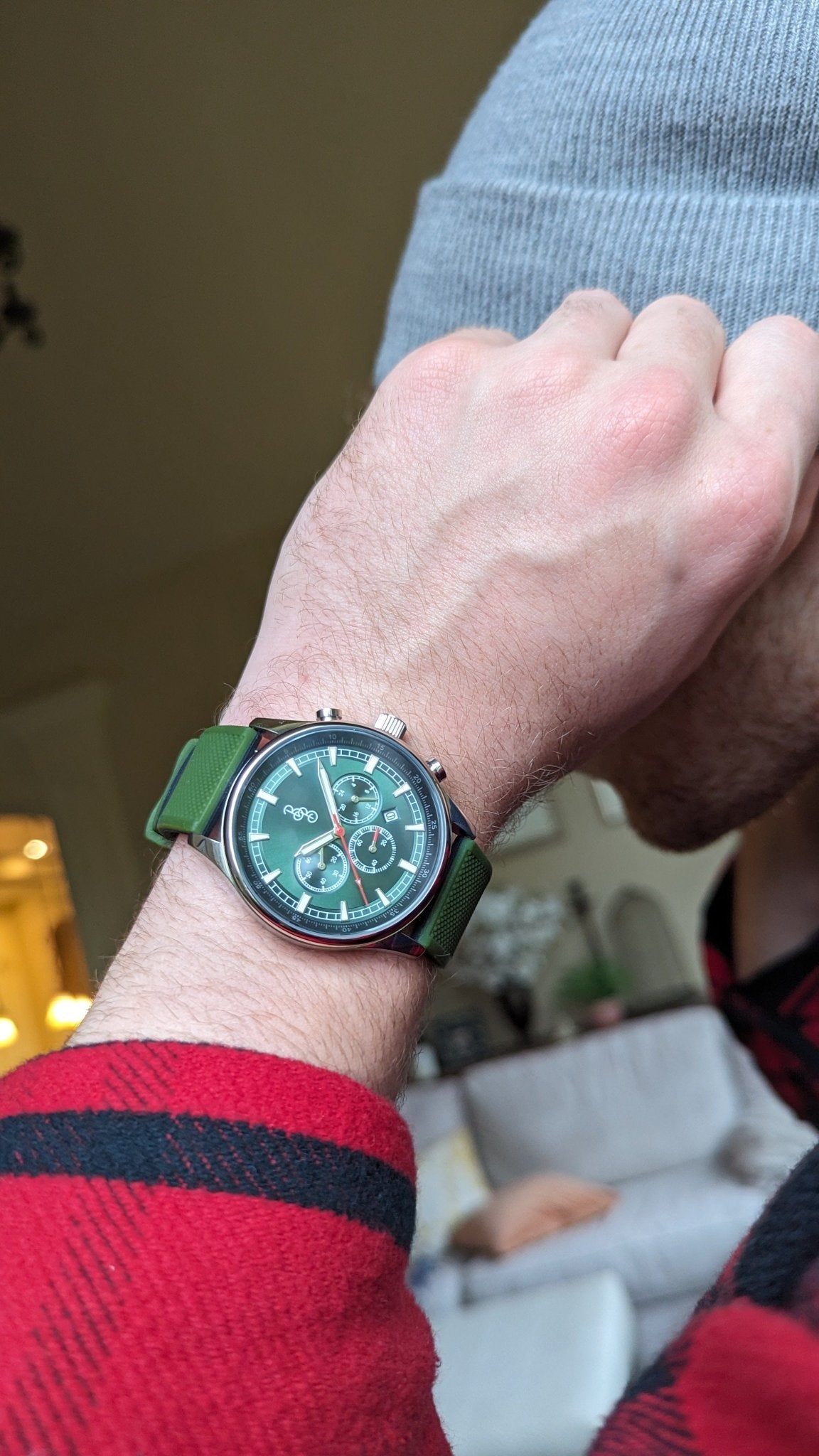 Green Sport Chronograph Watch With Green Silicone Strap - Veloce - The App For Watch Collectors
