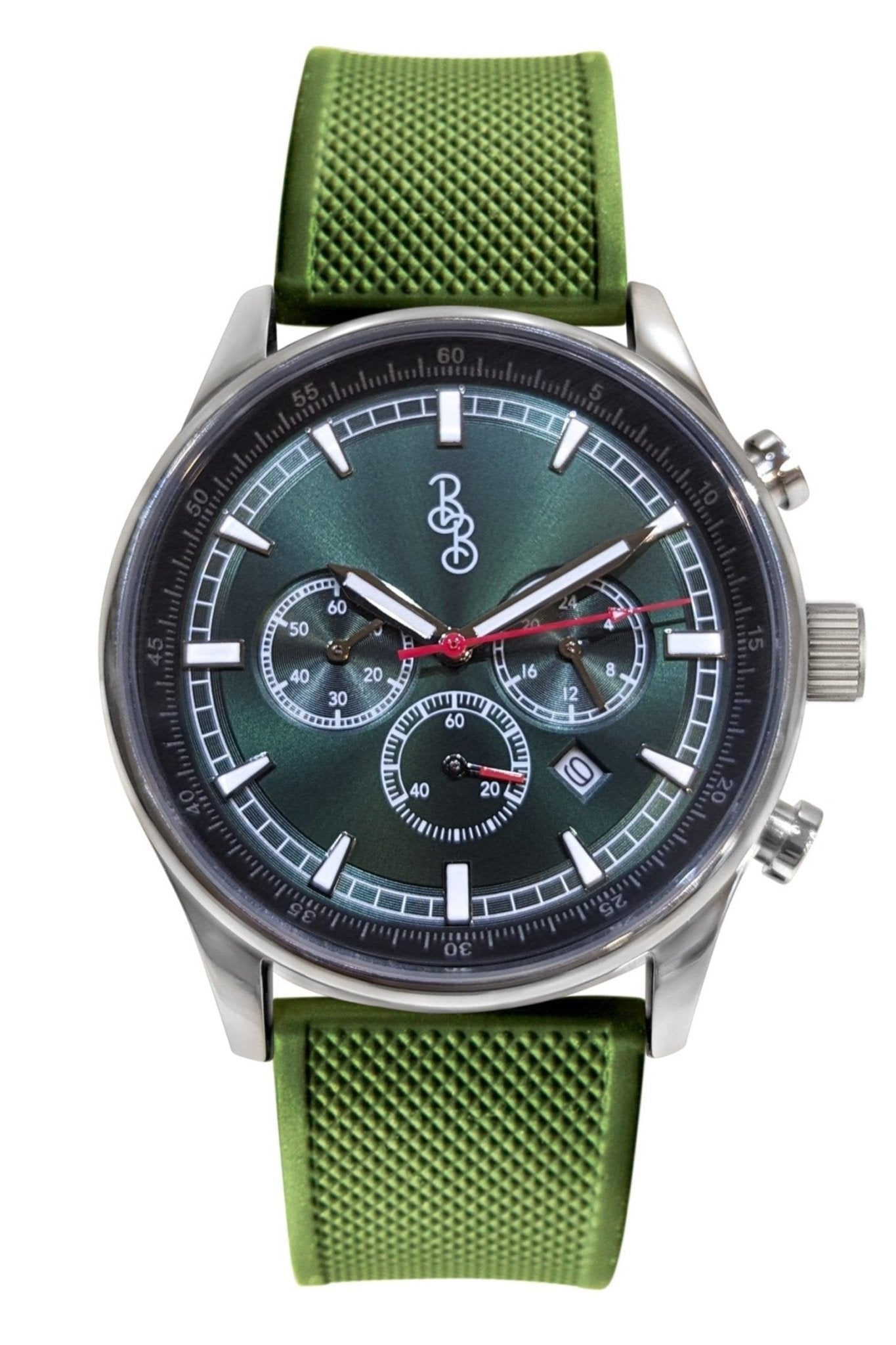 Green Sport Chronograph Watch With Green Silicone Strap - Veloce - The App For Watch Collectors