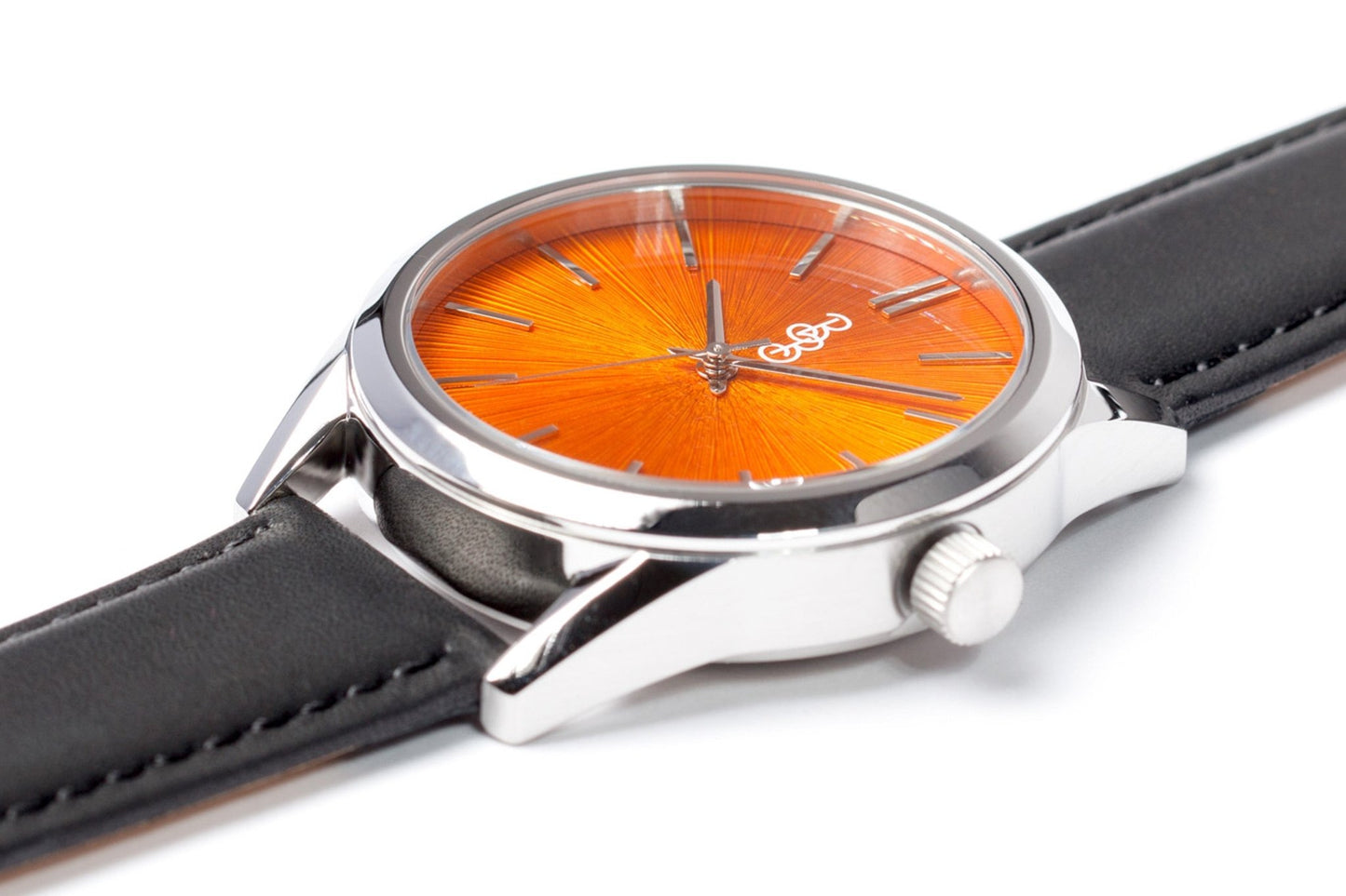 Orange Sunburst Watch Leather And Stainless Steel Straps - Veloce - The App For Watch Collectors