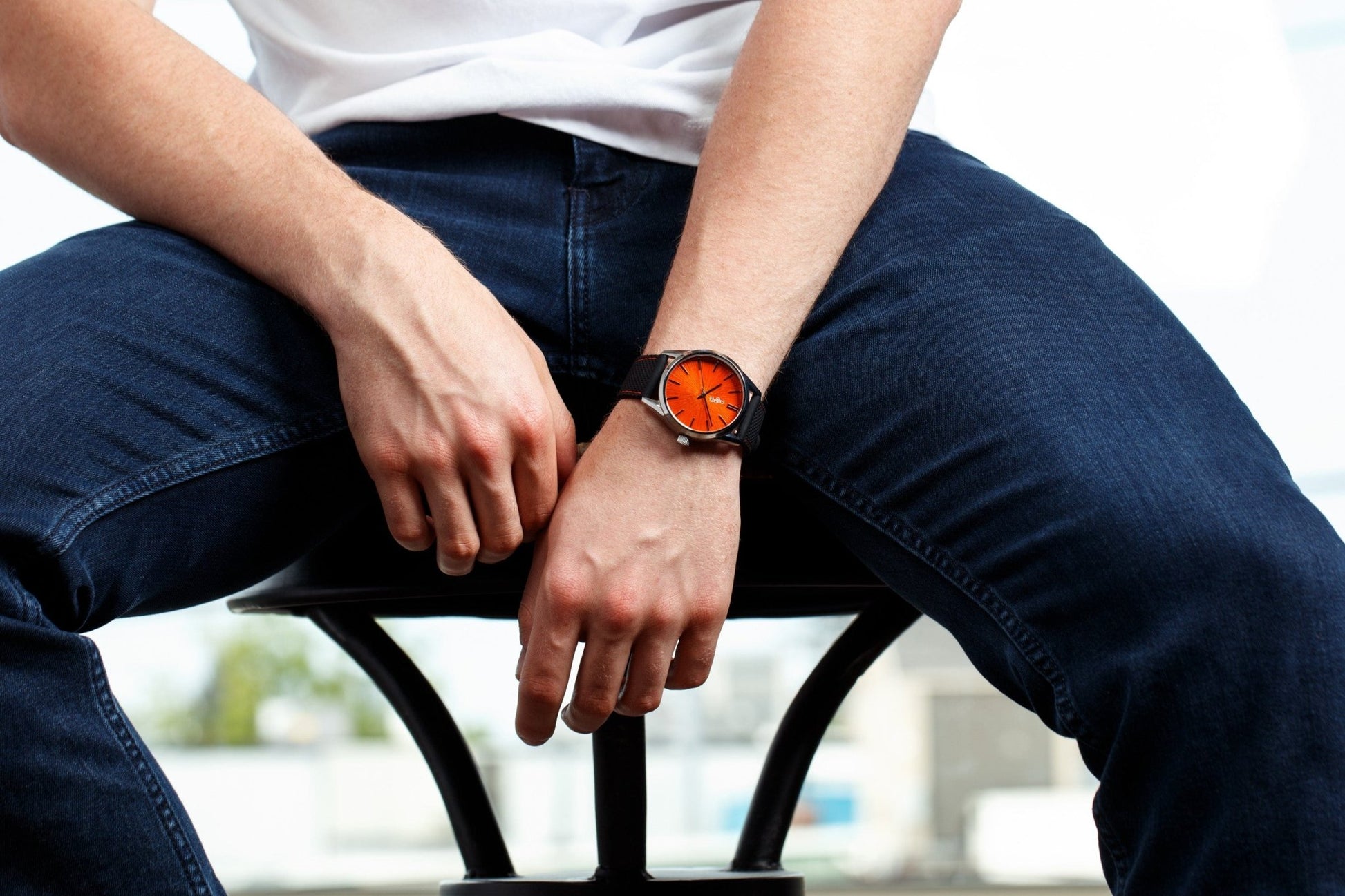 Orange Sunburst Watch Leather And Stainless Steel Straps - Veloce - The App For Watch Collectors