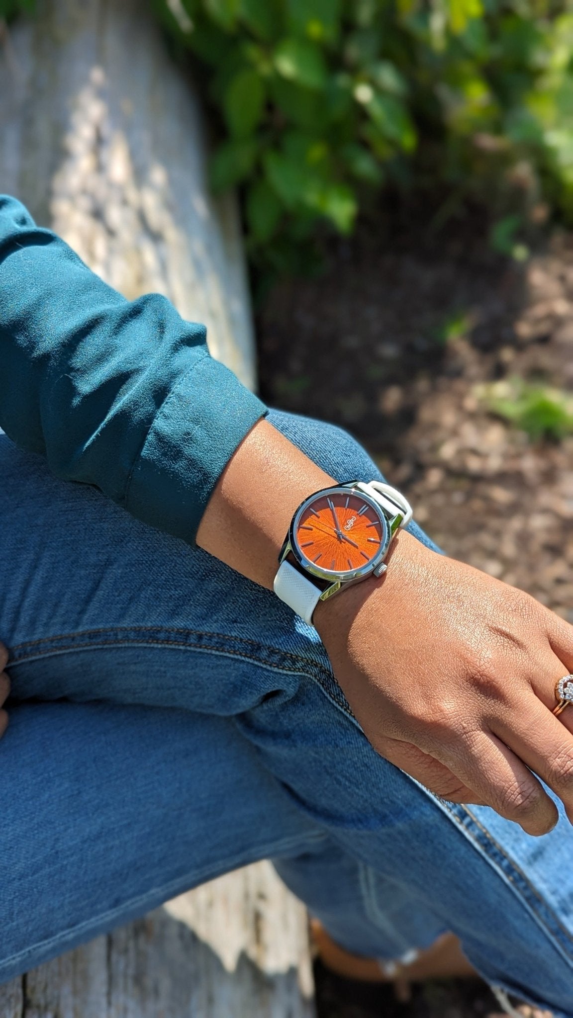 Orange Sunburst Watch Leather And Stainless Steel Straps - Veloce - The App For Watch Collectors