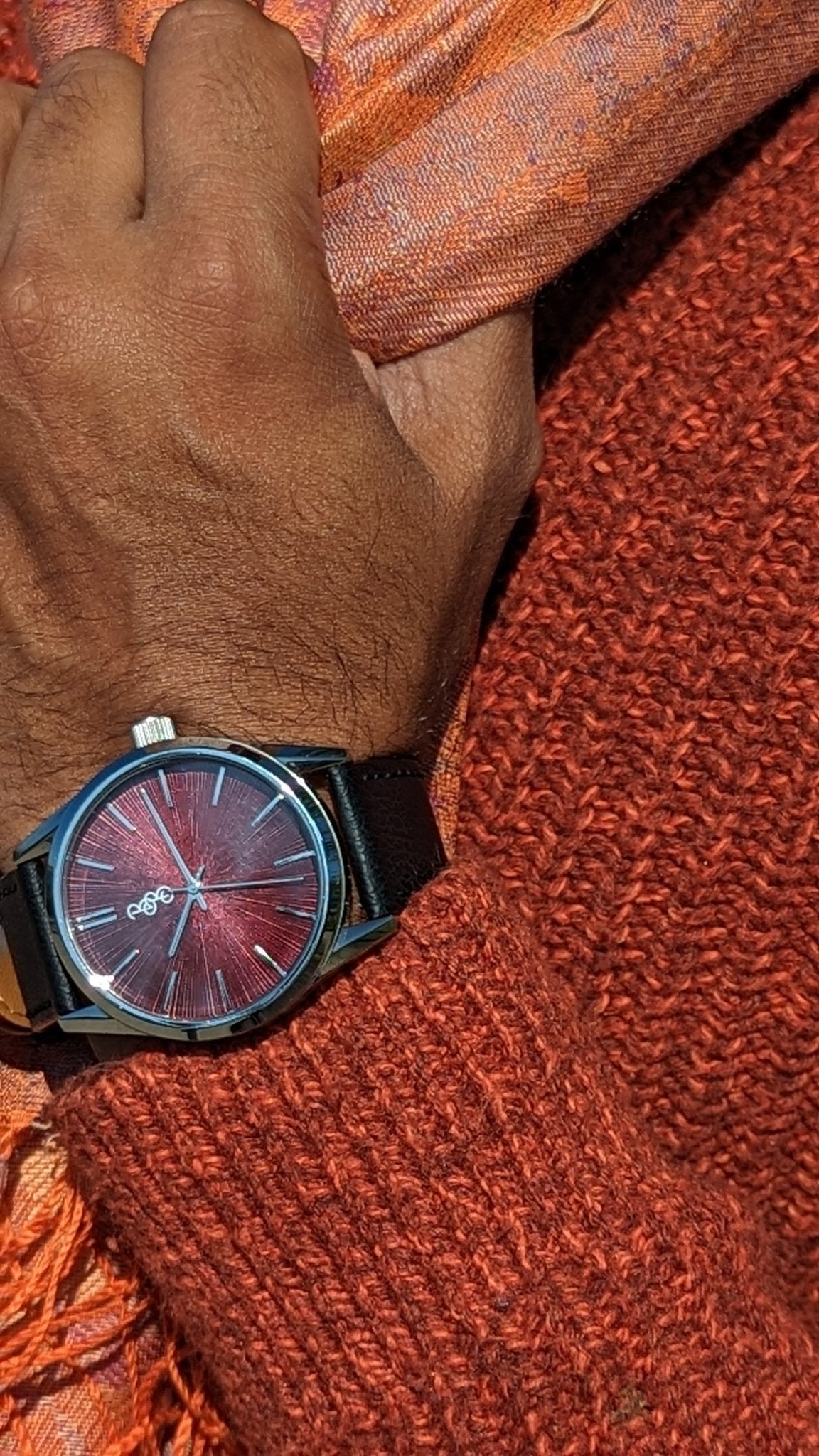 Burgundy Sunburst Watch Pro with Customizable Straps - Veloce - The App For Watch Collectors