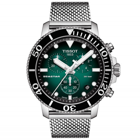 Tissot Chronograph Watch Seastar 1000 Green Mesh T1204171109100