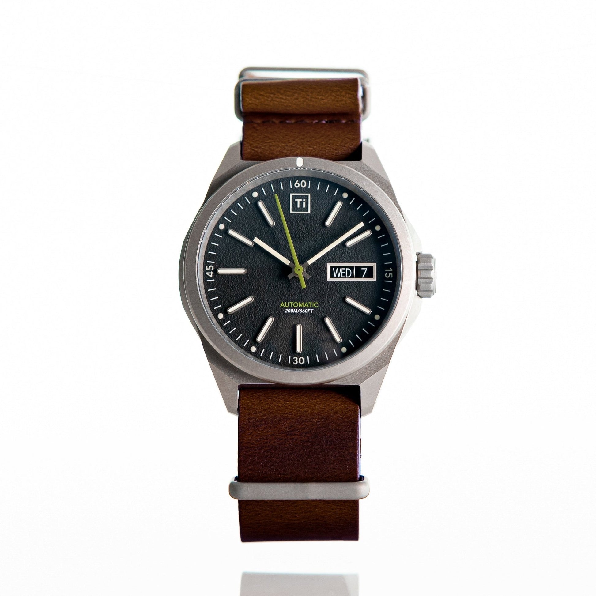 Titanium Field Watch Automatic Stonewashed Rugged Finish - Veloce - The App For Watch Collectors