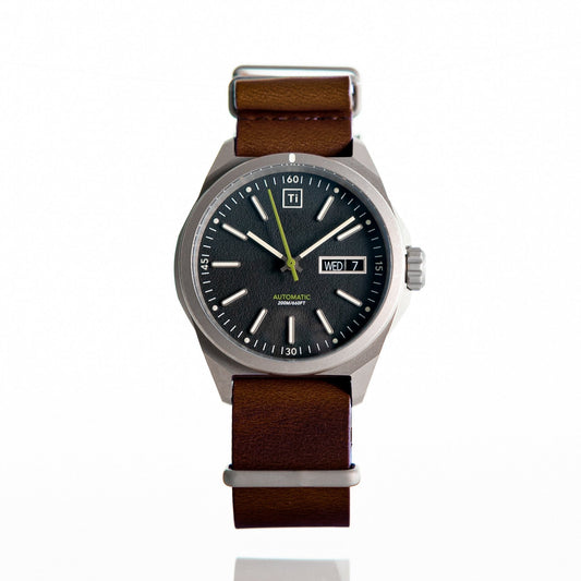 Titanium Field Watch Automatic Stonewashed Rugged Finish - Veloce - The App For Watch Collectors