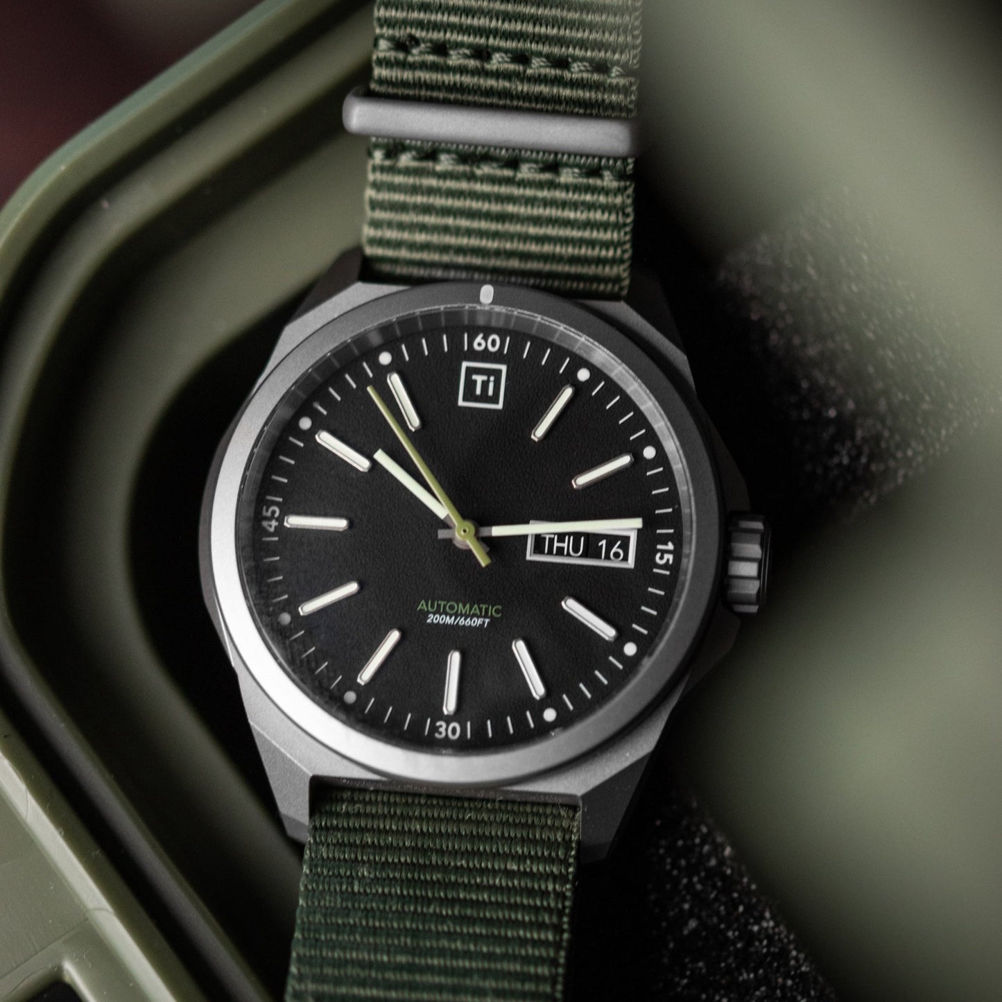 Titanium Field Watch Automatic Stonewashed Rugged Finish - Veloce - The App For Watch Collectors