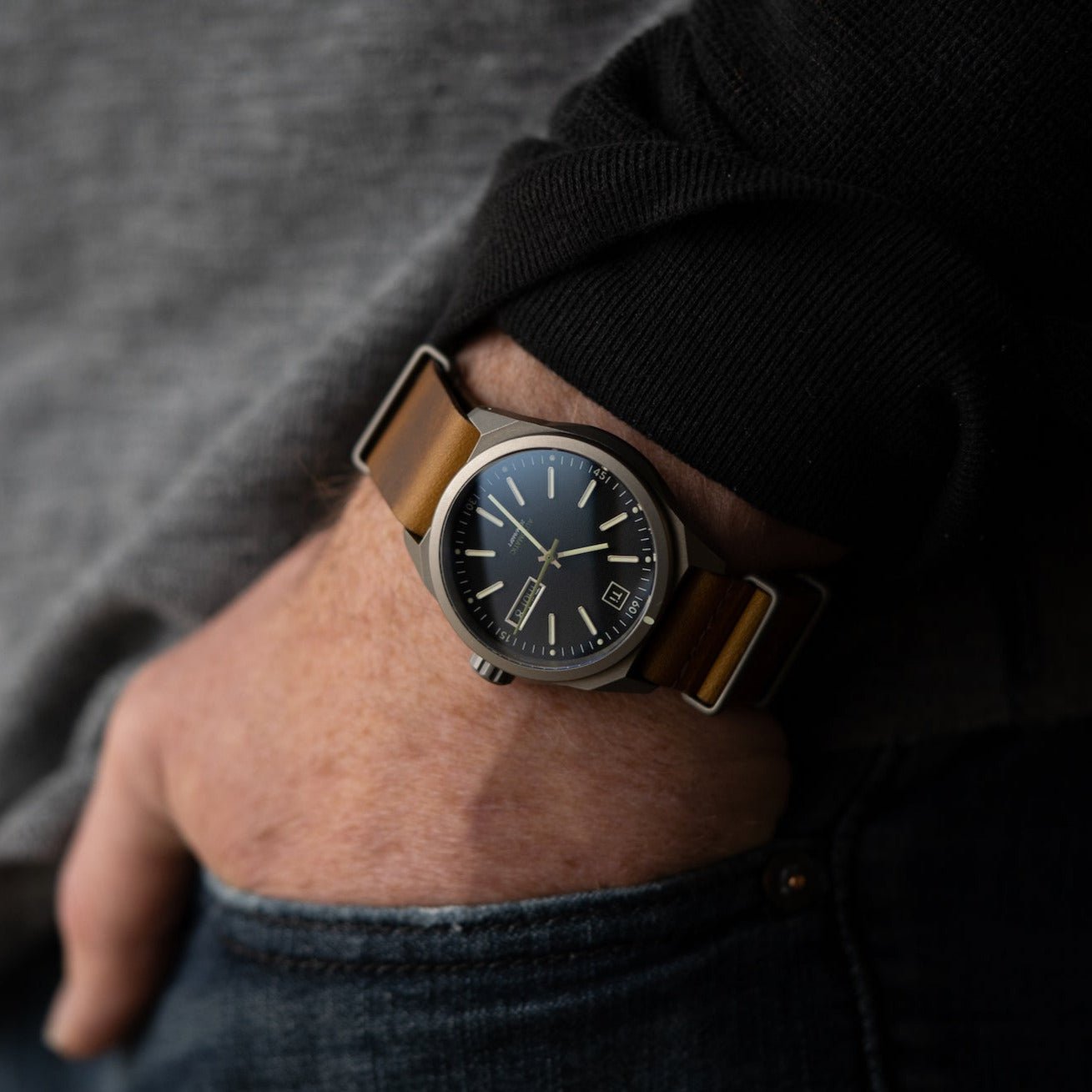 Titanium Field Watch Automatic Stonewashed Rugged Finish - Veloce - The App For Watch Collectors