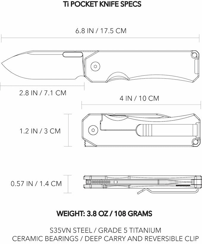 Ti Pocket Knife with S35VN Blade and Titanium Scales - Veloce - The App For Watch Collectors
