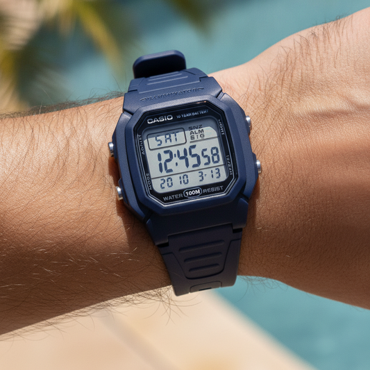 Casio Digital Resin Strap Light Blue Quartz W-800H-2AV 100M Men's Watch — lifestyle