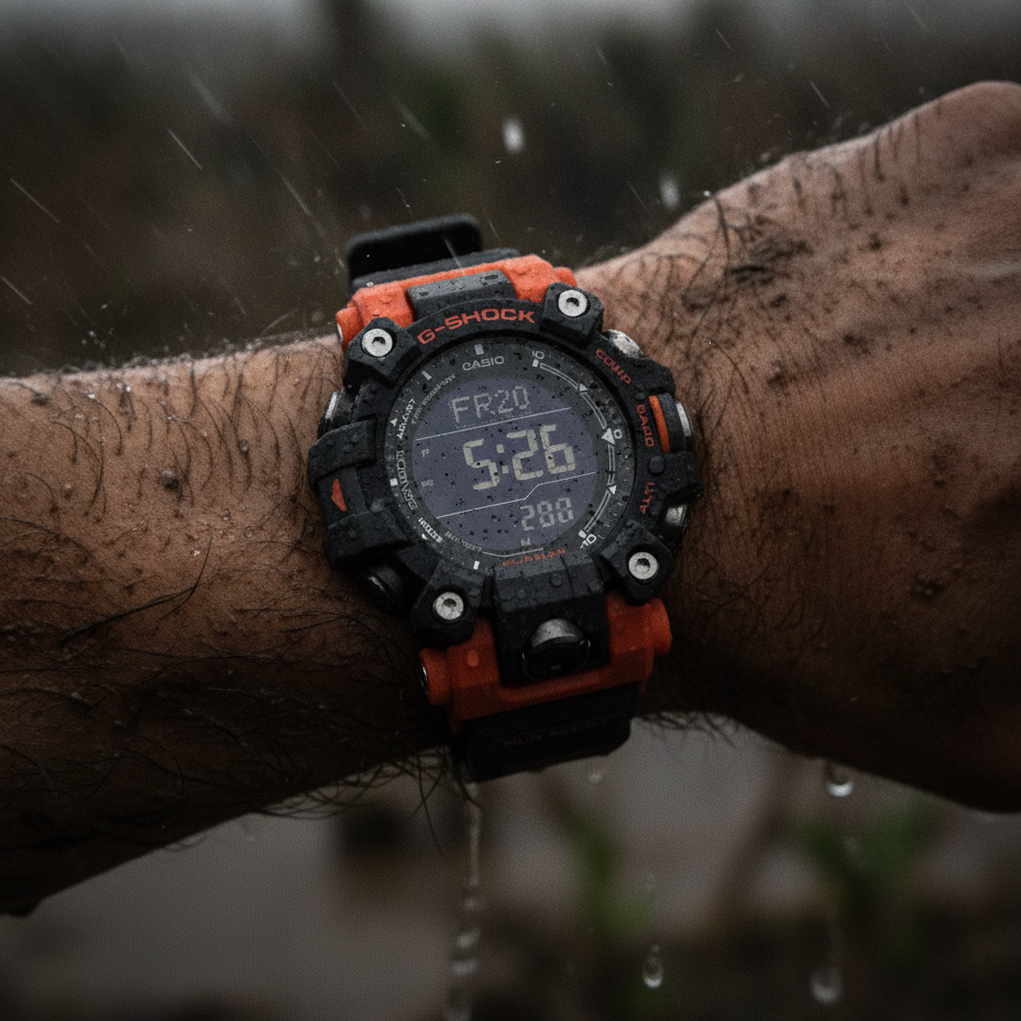Casio G-Shock Mudman Master Of G-Land Digital Orange And Black Resin Strap Solar GW-9500-1A4 200M Men's Watch — lifestyle