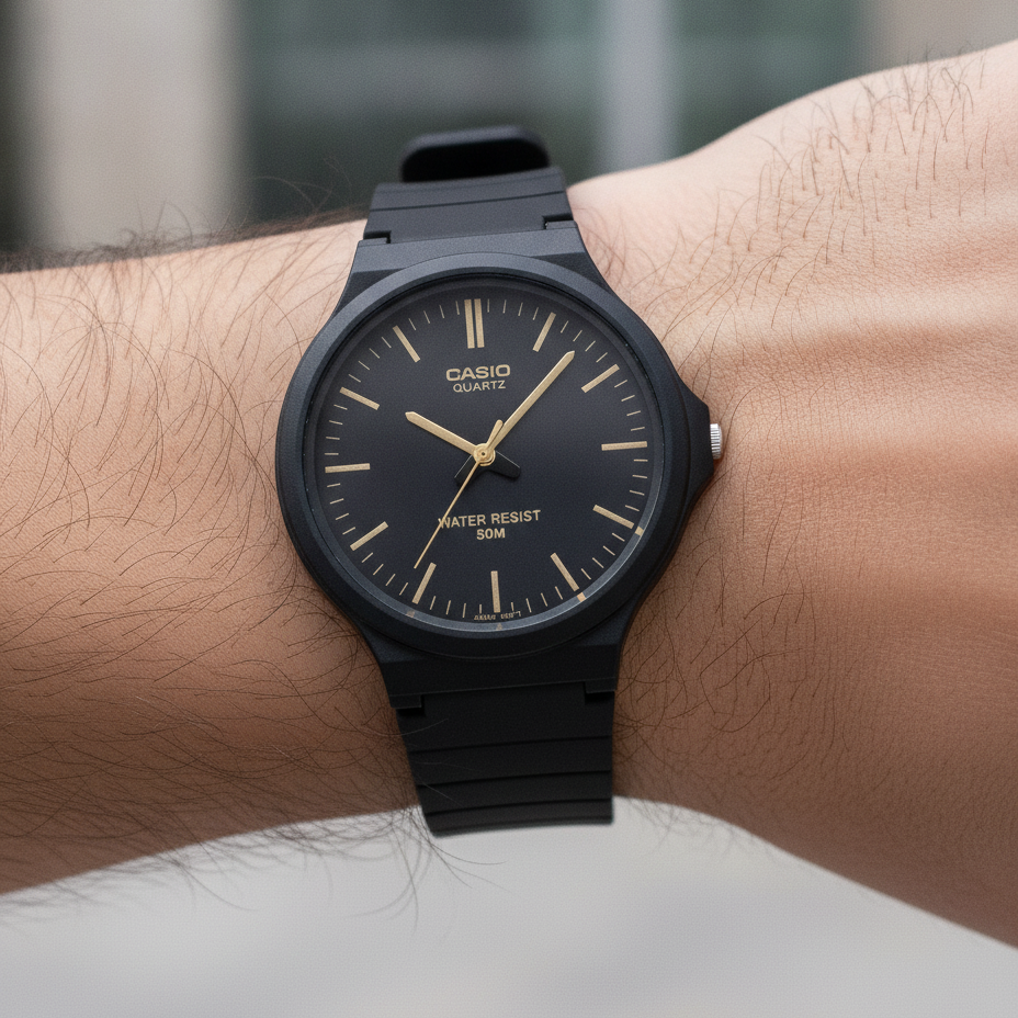 Casio Standard Analog Resin Strap Black Dial Quartz MW-240-1E2V Men's Watch — lifestyle
