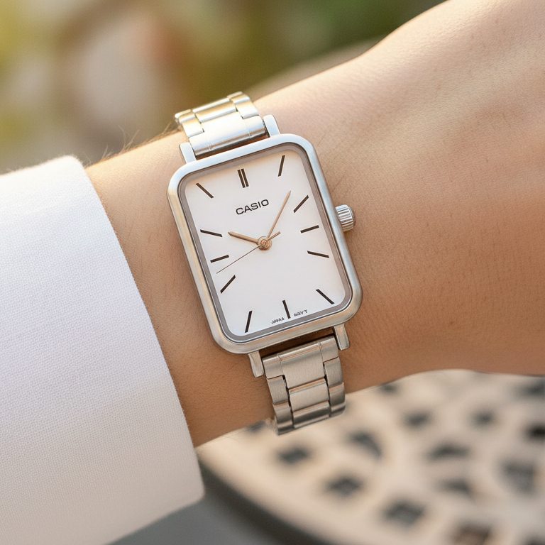 Casio Standard Analog Stainless Steel White Dial Quartz LTP-V009D-7E Women's Watch — lifestyle