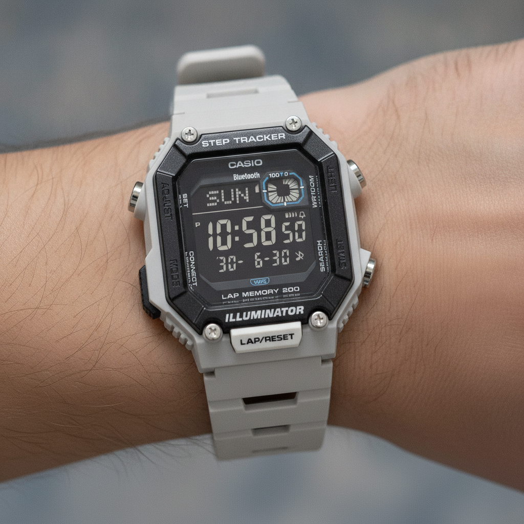 Casio Standard Digital Smartphone Link Step Tracker Resin Strap Quartz WS-B1000-8BV 100M Men's Watch — lifestyle