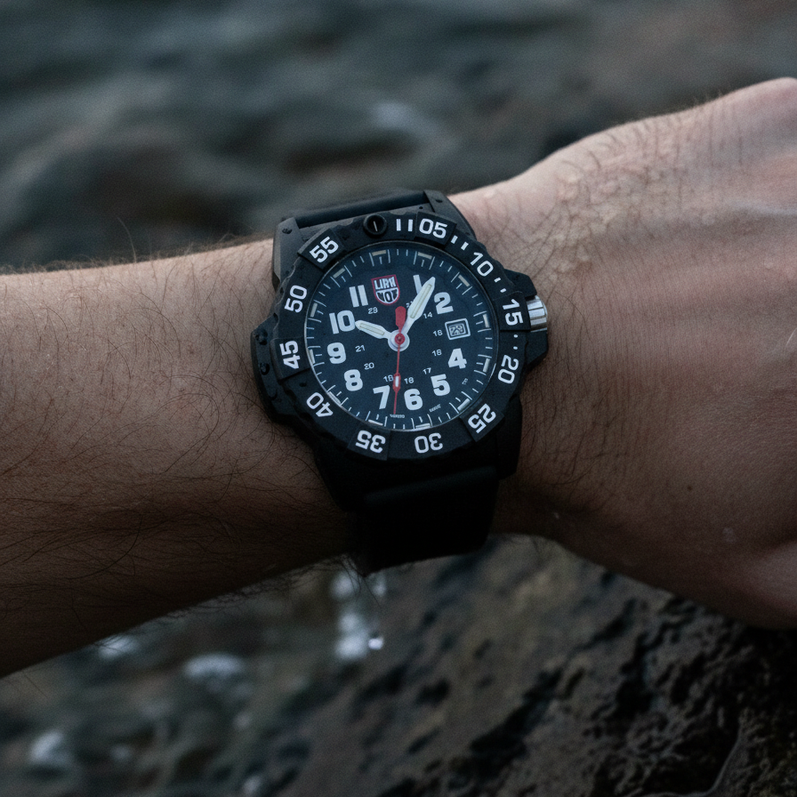 Luminox Navy Seal Rubber Strap Black Dial Quartz Diver's XS.3501.F 200M Men's Watch — lifestyle