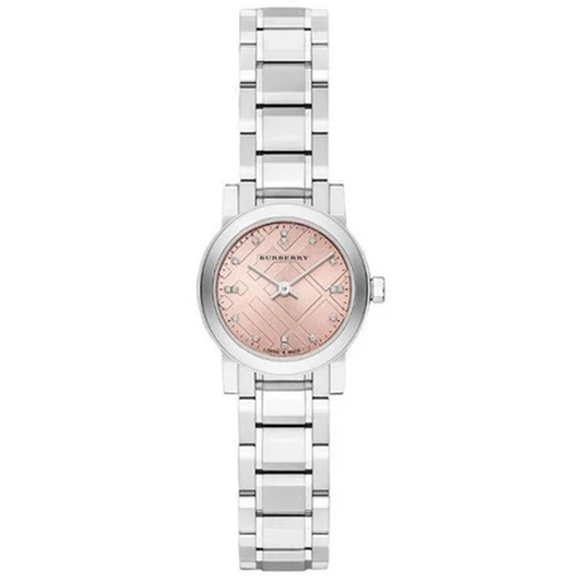 Burberry Ladies Watch The City Check Diamonds Pink Bu9223