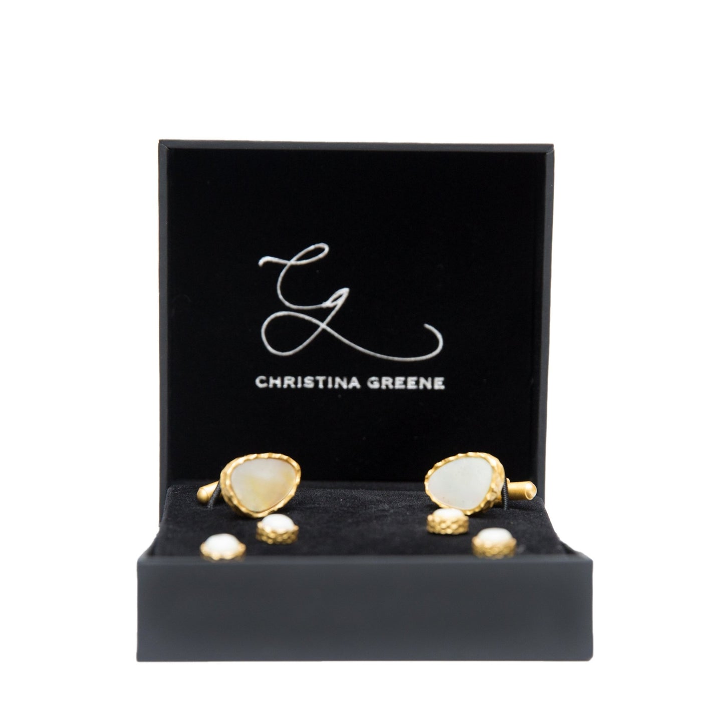 Men's Cufflink and Stud Set - Pearl - Veloce - The App For Watch Collectors