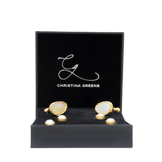 Men's Cufflink and Stud Set - Pearl - Veloce - The App For Watch Collectors